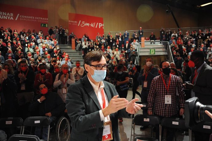 El ratificado como primer secretario del PSC, Salvador Illa, en el Congreso Extraordinario.