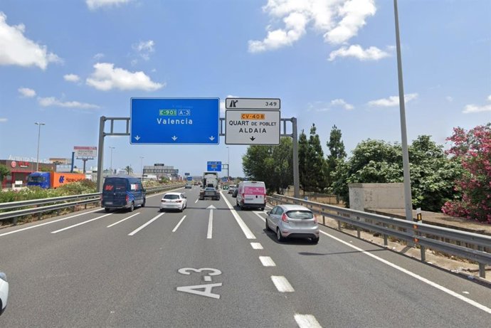 Autovía A-3 a su paso por Quart de Poblet (Valencia)