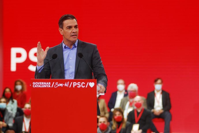 El president del Govern, Pedro Sánchez, al Congrés Extraordinari del PSC que ha ratificat a Salvador Illa com a primer secretari.