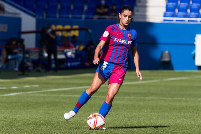 Archivo - Jana Fernández, autora del 1-0 en el FC Barcelona-Rayo Vallecano de la Primera Iberdrola 2021-2022