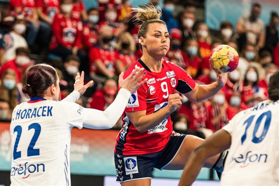 Nora Mork of Norway in action during the 25th IHF Women's World Championship 2021 Final match between France and Norway at Palau d'Esports de Granollers on December 19, 2021 in Granollers, Barcelona, Spain.