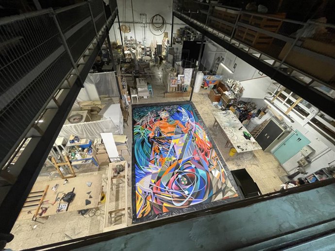 Imagen del mural en el taller