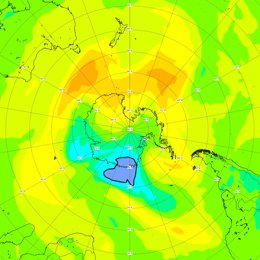 Previsión De La Columna Total De Ozono Para El Lunes 20 De Diciembre Según Las Mediciones Del CAMS.
