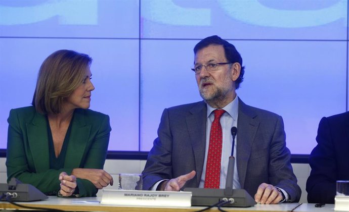 Archivo - María Dolores de Cospedal y Mariano Rajoy, en el Comité Ejecutivo del Partido Popular (PP).