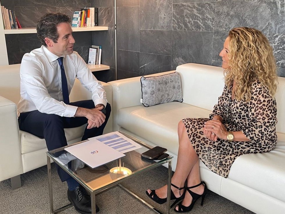 Archivo - El secretario general del Partido Popular, Teodoro García Egea y la presidenta del PP de Asturias, Teresa Mallada.