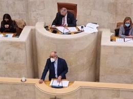 El consejero de Sanidad de Cantabria, Miguel Rodríguez, en el Parlamento