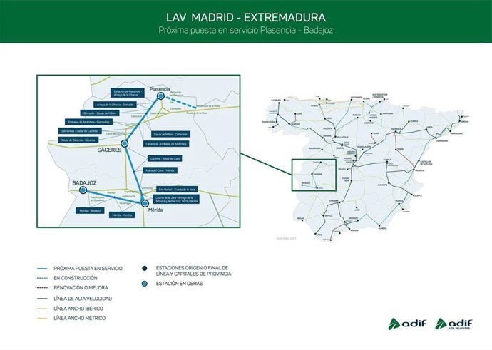 Próxima puesta en servicio Plasencia-Badajoz