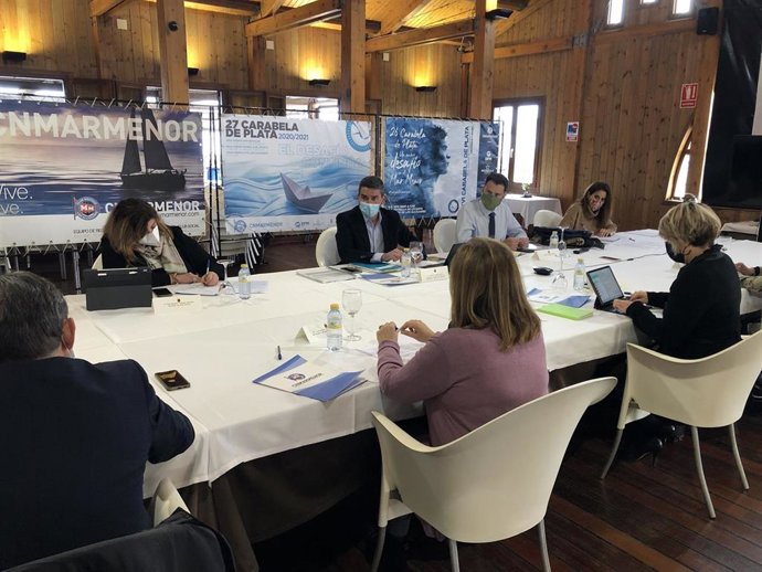 El consejero Antonio Luengo, durante la reunión del Foro Interadministrativo del Mar Menor, reunido hoy en Los Alcázares.