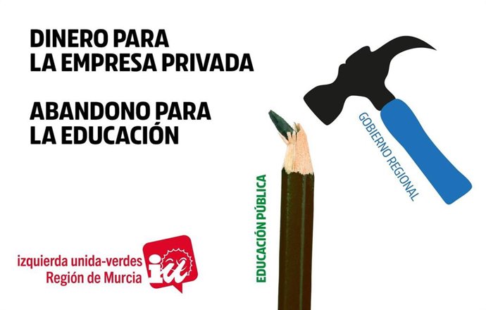 Cartel de la campaña de IU-Verdes sobre la educación pública
