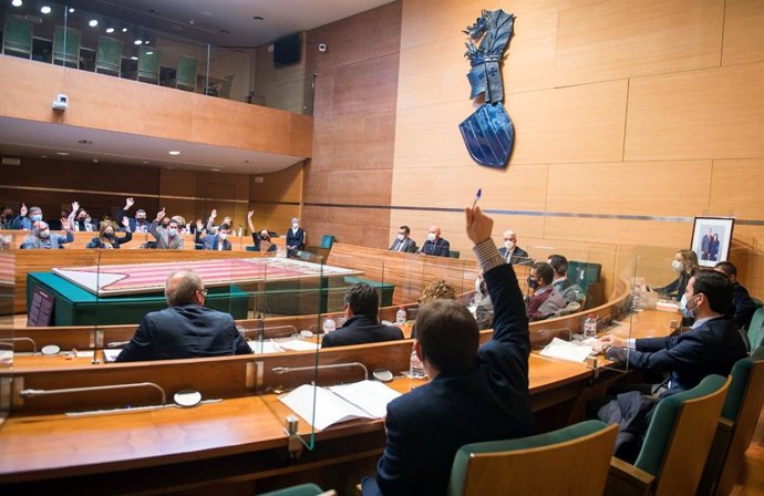 Imagen del pleno de la Diputación de Valencia en el que se ha aprobado el presupuesto de la institución para 2022