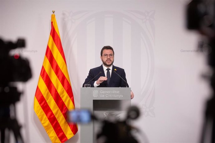 El presidente de la Generalitat, Pere Aragons, interviene en una rueda de prensa tras la reunión del Consejo Ejecutivo, a 21 de diciembre de 2021, en Barcelona.
