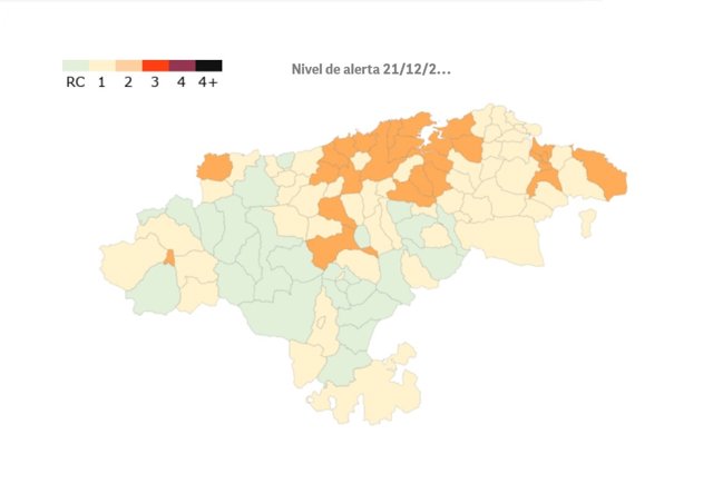 Mapa del semáforo Covid del 21/12/2021