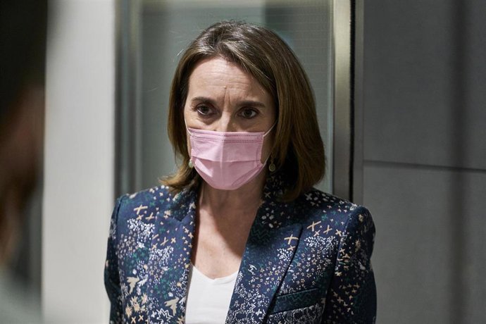 La portavoz parlamentaria del PP, Cuca Gamarra, a su llegada a una Junta de Portavoces en el Congreso de los Diputados, a 21 de diciembre de 2021, en Madrid, (España).