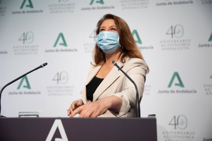 Archivo - La consejera de Agricultura, Ganadería, Pesca y Desarrollo Sostenible, Carmen Crespo, en la rueda de prensa tras la reunión semanal del Consejo de Gobierno a 22 de junio 2021 en el Palacio de San Telmo, Sevilla; Andalucía; España