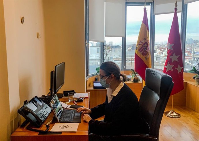 La consejera de Cultura, Turismo y Deporte de la Comunidad de Madrid, Marta Rivera de la Cruz, participa en la reunión telemática de la Conferencia Sectorial de Turismo