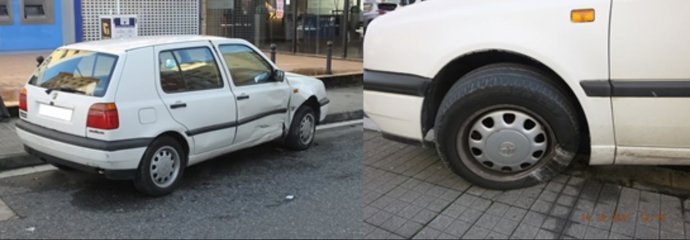 Daños sufridos por un coche en un accidente en Lugo.