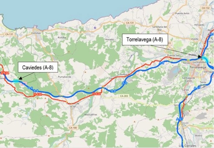 Mapa de carreteras de Cantabria