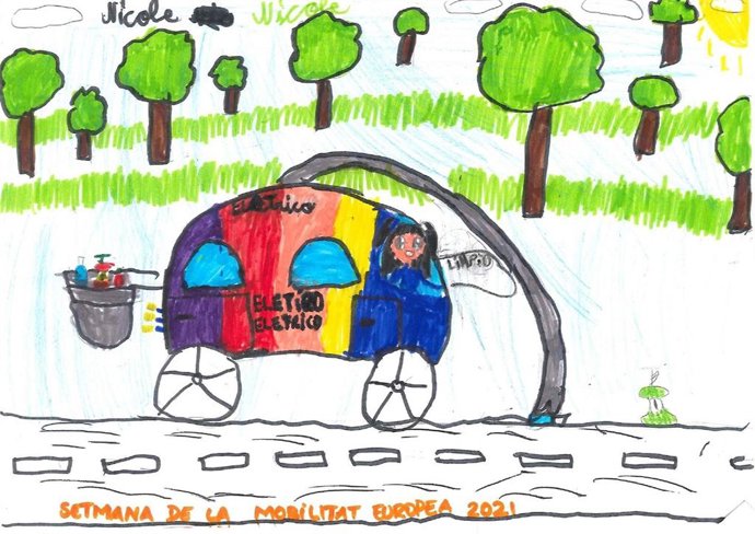 Uno de los dibujos ganadores de los premios de la Semana Europea de Movilidad.