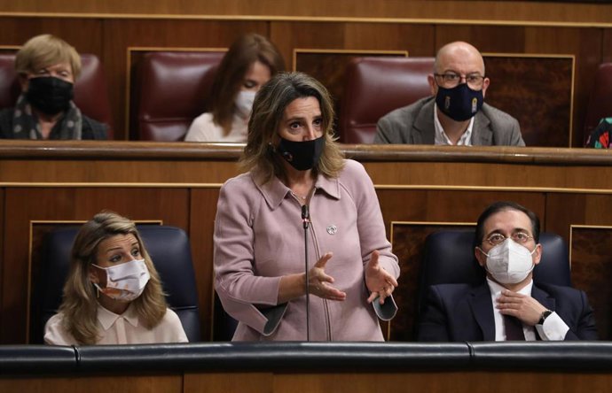 La vicepresidenta y ministra para la Transición Ecológica y el Reto Demográfico, Teresa Ribera, interviene en el pleno del Congreso 