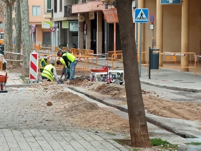 Obras en las calles de Inca.