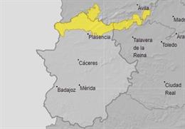 Archivo - Avisos amarillos en el norte de Cáceres