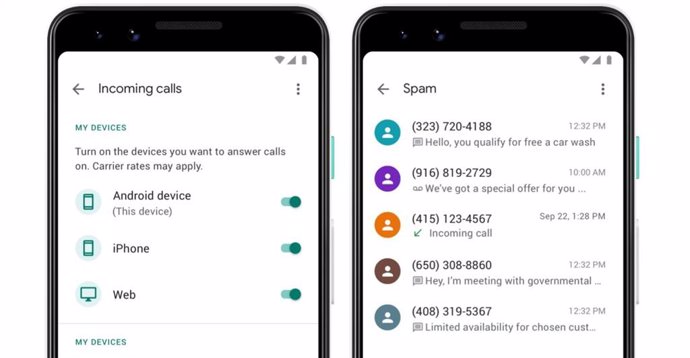 Una captura de la aplicación Google Voice