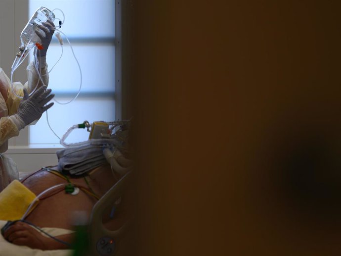 Archivo - 03 November 2021, Saxony, Dresden: A medic looks after a patient suffering from coronavirus-related complications at the intensive care unit of the Dresden Municipal Hospital. Photo: Robert Michael/dpa-Zentralbild/dpa