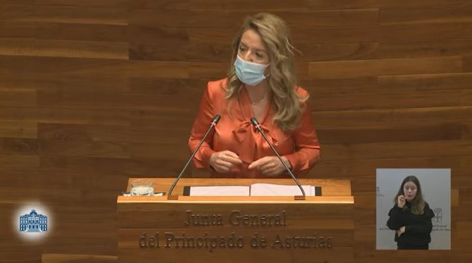 Teresa Mallada en el Pleno de la Junta General.