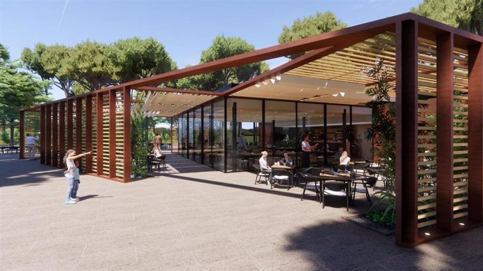 Recreación virtual de uno de los 6 quioscos que se licitarán del Parque Grande José Antonio Labordeta