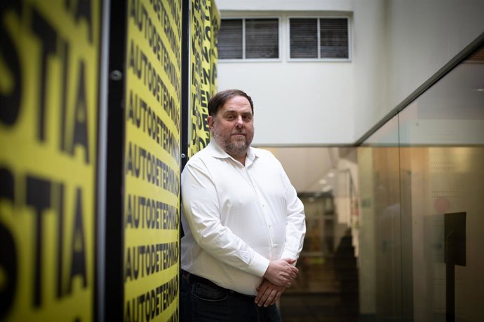 El president d'ERC, Oriol Junqueras, en una entrevista d'Europa Press