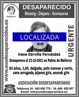 Localizada la mujer de 83 años desaparecida este jueves en Palma.