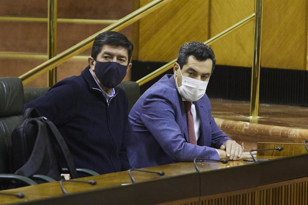 El vicepresidente de la Junta, Juan Marín,y el presidente de la Junta, Juanma Moreno, en una imagen de 23 de diciembre.