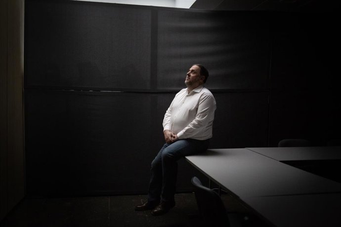 El president d'ERC, Oriol Junqueras, en una entrevista d'Europa Press