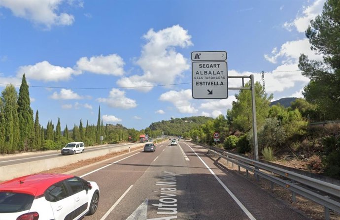 Autovía A-23 a su paso por Albalat dels Tarongers, en dirección Sagunt