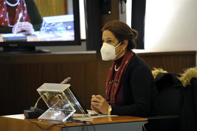 Imagen de archivo de la vicepresidenta primera de la Junta y consejera de Hacienda y Administración Pública, Pilar Blanco-Morales, en una comparecencia en la Asamblea