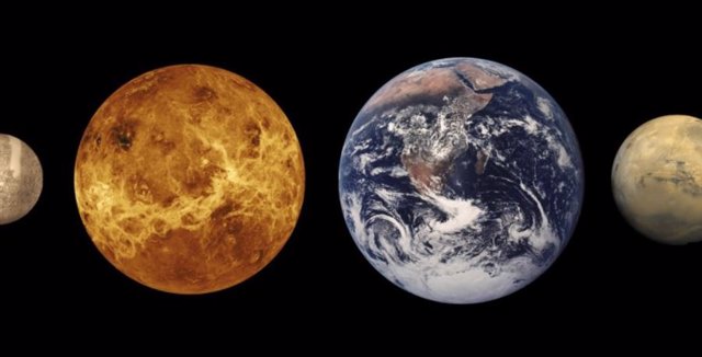 Los cuatro planetas terrestres: Mercurio, Venus, Tierra y Marte.