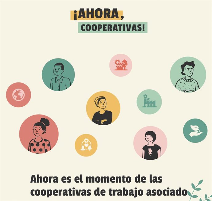 Cartel de "Ahora, Cooperativas", campaña creada por Coceta