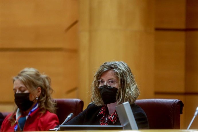 La presidenta de Adif, María Luisa Domínguez, comparece en la Comisión de Presupuestos del Senado, a 2 de diciembre de 2021, en Madrid (España). Domínguez comparece en la Cámara Alta para defender el proyecto de Presupuestos Generales del Estado (PGE).