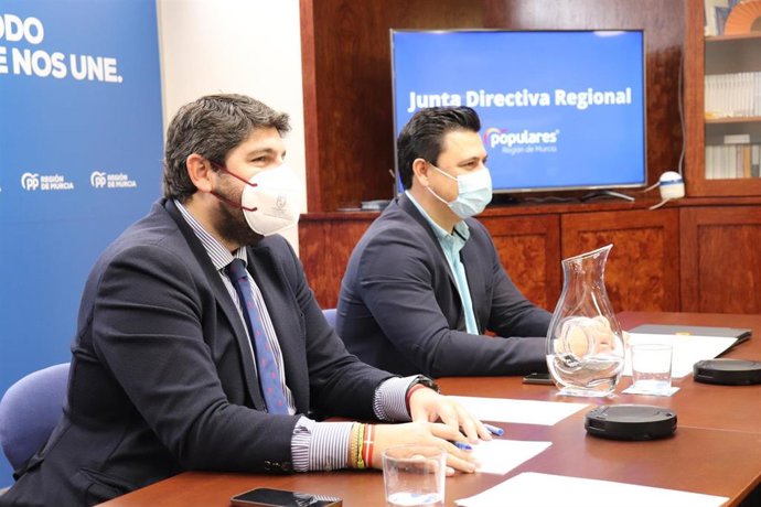 El presidente y el secretario general del PPRM, Fernando López Miras y José Miguel Luengo, respectivamente