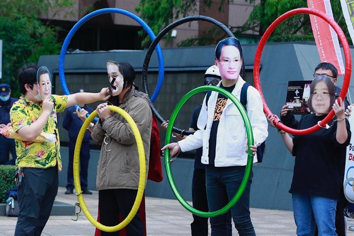 Archivo - Manifestación para pedir el boicot diplomático internacional a los Juegos Olímpicos de Invierno de Pekín