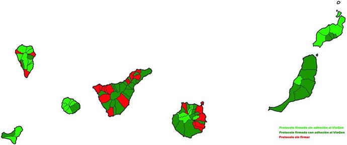 Mapa de la protección de la víctimas de violencia de género en Canarias