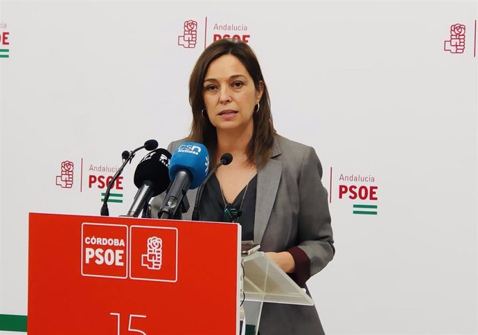 La secretaria de Política Municipal de Grandes Poblaciones del PSOE de Andalucía, Isabel Ambrosio, en la sede de su partido en Córdoba.