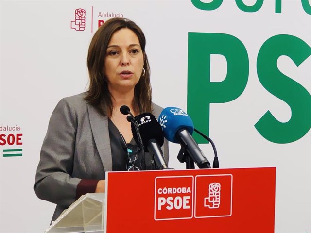 La secretaria de Política Municipal de Grandes Poblaciones del PSOE de Andalucía, Isabel Ambrosio, en la sede de su partido en Córdoba.