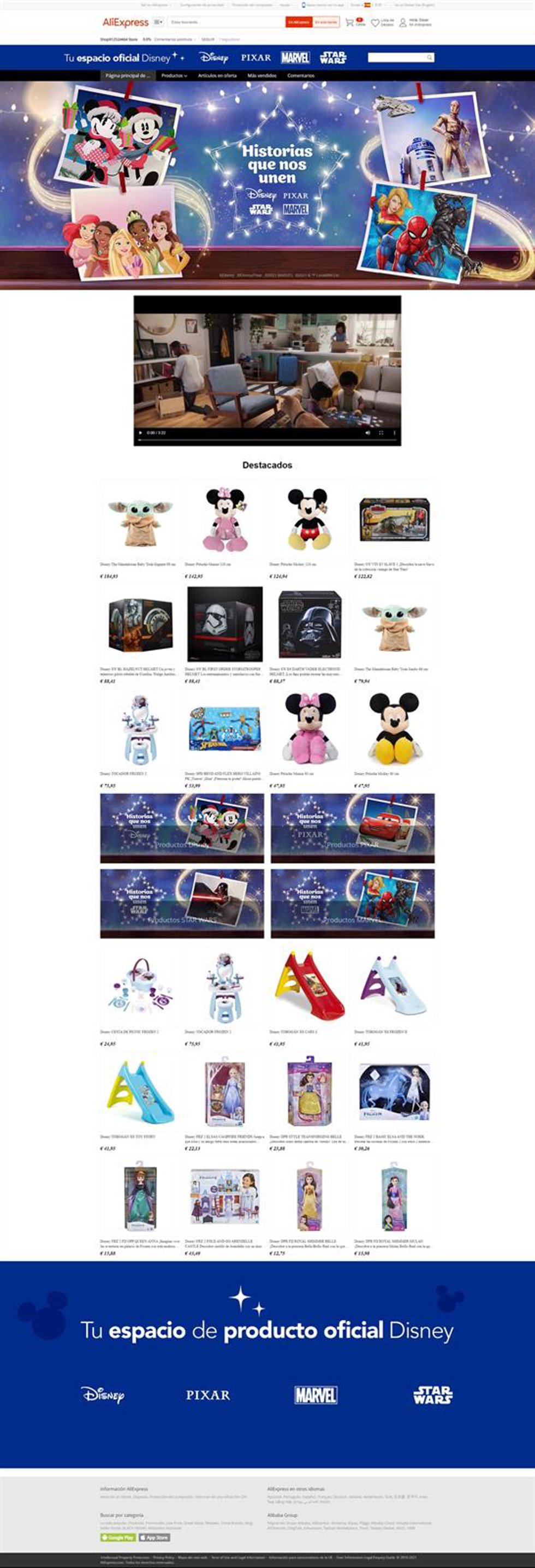 Tienda de Disney en AliExpress