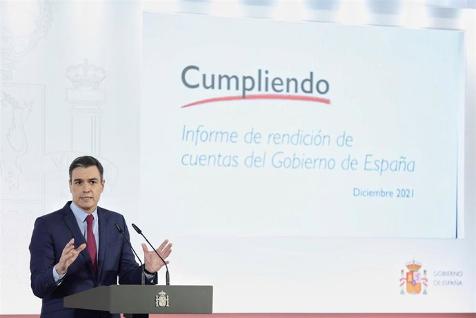 El presidente del Gobierno, Pedro Sánchez, en el Palacio de la Moncloa