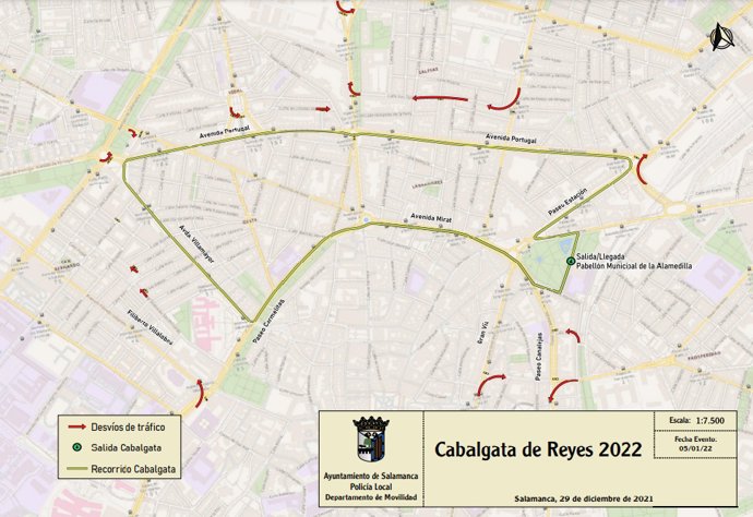 Recorrido de la Cabalgata de Reyes de Salamanca.