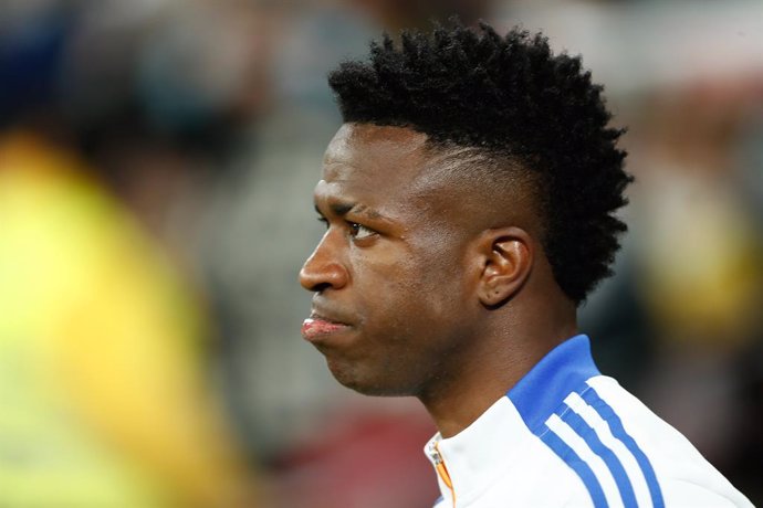 Vinicius Junior of Real Madrid looks on during the Spanish League, La Liga Santander, football match played between Real Madrid and Cadiz CF at Santiago Bernabeu stadium on December 19, 2021, in Madrid, Spain.