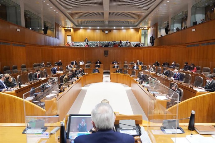 El presidente de las Cortes de Aragón, Javier Sada, preside la sesión plenaria.