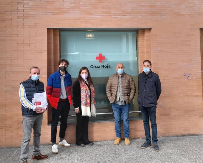 Aldaba, Acebrón, García, Carabante y Huarte, antes del encuentro