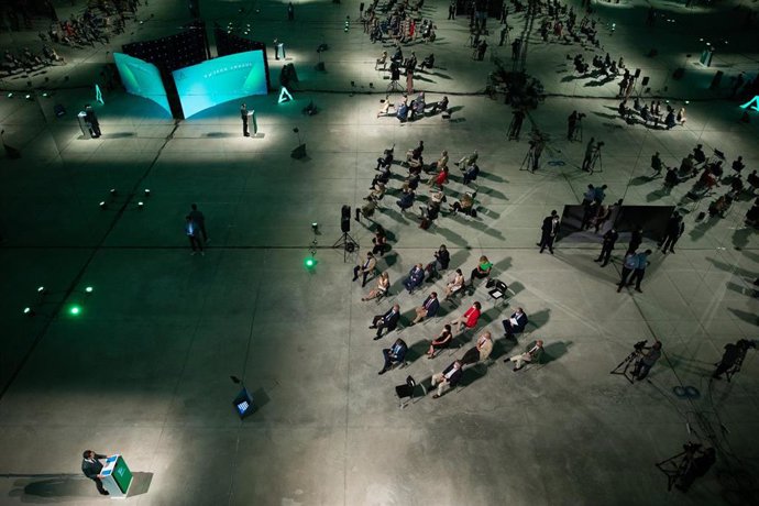 Archivo - El presidente de la Junta, Juanma Moreno, durante su intervención en el acto de presentación de la Agencia Digital de Andalucía (ADA), en julio de este año.